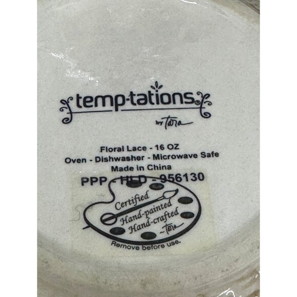 Temp-tations Floral Lace 16 oz Handpainted 6" Bowl Cereal Soup Dessert Set of 4 - Picture 5 of 8